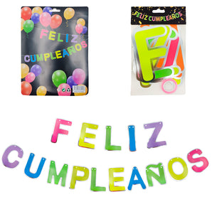 LETRERO GUIA FELIZ CUMPLEAÑOS COLORES MARCO PLATEADO A-421  R-16342 - PAQ12 @PAQ12