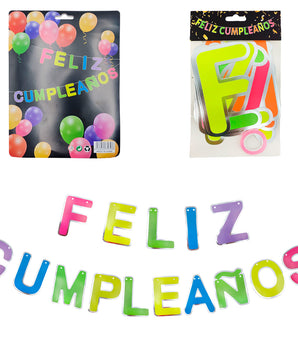 LETRERO GUIA FELIZ CUMPLEAÑOS COLORES MARCO PLATEADO A-421  R-16342 - PAQ12 @PAQ12