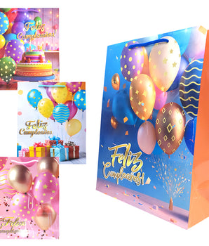 BOLSA DE REGALO FELIZ CUMPLEAÑOS GLOBOS 21.5X18X8CM J423-2238-4 L-822 CJ1200 PAQ12 @POAQ12