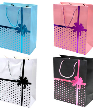 BOLSA DE REGALO GRANDE CON MOÑO Y PUNTOS 32*26*12CM L-598 CJ300 PAQ12 @PAQ12