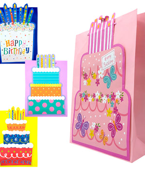 BOLSA REGALO JUMBO CON PASTE CUMPLEAÑOS 44*31*12CM L-606 CJ240 PAQ12 @PAQ12